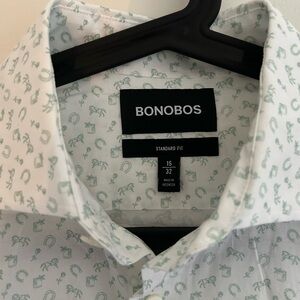Bonobos White and Green Men's  pattern shirt